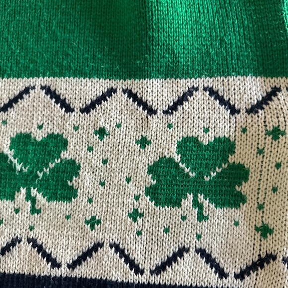 Vintage 80's Irish chunky Green and Blue Grandpa Sweater Small to Medium - Picture 7 of 7
